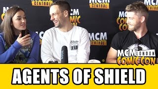 AGENTS OF SHIELD Interview  Elizabeth Henstridge Nick Blood amp Luke Mitchell [upl. by Lah450]