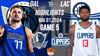 Dallas Mavericks vs Los Angeles Clippers Game 5  Half 1 Full Highlights  2024 WCR1 [upl. by Faxun413]