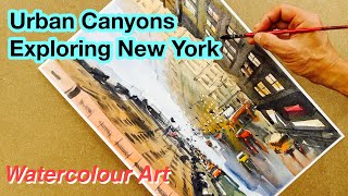 Urban Canyons Exploring New York’s Vertical Landscape  Urban landscape in watercolour [upl. by Igenia]