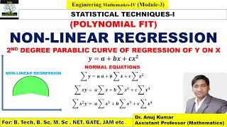 Nonlinear Regression  Second Degree Parabolic Curve of Regression  Fit a Second degree Parabola [upl. by Ulric958]