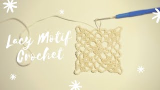 Carré dentelle au crochet en français facile  How to crochet a square lace motif easy [upl. by Margaux216]