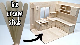 DIY Kitchen Set With Ice Cream Stick  DIY Miniature [upl. by Iruy9]