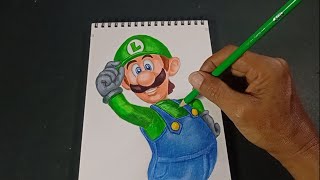 Luigi drawing easy  drawing and coloring  drawing art [upl. by Ahtoelc]