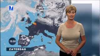 Sabine Hagedoren 8 september 2012 zomers weerbericht Vlaanderen weervrouw HD [upl. by Nidraj]