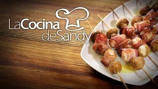 Brochetas de Pollo Datiles Champiñones y Bacon  Pinchos y Brochetas Faciles [upl. by Ayoj]