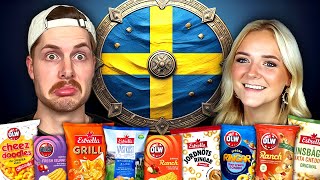 Trying Swedish Chips For The First Time With a Swede [upl. by Nylidam]