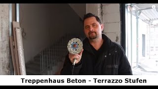 ✅✅ Treppenhaus Beton  Terrazzo Stufen mit Trittschutzstreifen reinigen schleifen und sanieren ✅✅ [upl. by Urbain196]