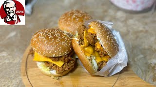 How to make KFC mighty zinger at home😍  Zinger Burger Recipe by Foodie Girl Tayeba [upl. by Anwahsar]