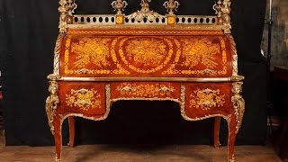 French Louis XV Bureau Du Roi Roll Top Desk [upl. by Ernst]