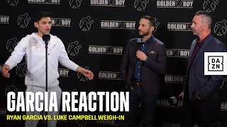 Ryan Garcias Immediate Reaction To WeighIn FaceOff Against Luke Campbell [upl. by Woehick6]