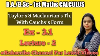 Maclaurins th ampTaylors th with Cauchys Form Chapter  3rdCalculus BABSc 1st year maths [upl. by Asyal]