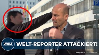 NACH TVDUELL HÖCKE vs VOIGT WELTREPORTER ATTACKIERT Chaot schlägt bei LiveSchalte in Erfurt zu [upl. by Merta]