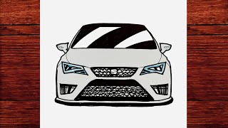 ‏How to Draw Seat Leon Sports Car  Easy Cars Drawing  Seat Leon Araba Çizimi [upl. by Irek]