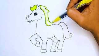 How to Draw a Horse for Kids  Horse Drawing for Kids [upl. by Ahsirtal699]