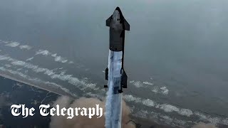 In Full SpaceXs Starship rocket successfully returns to Earth for first time [upl. by Zzahc490]