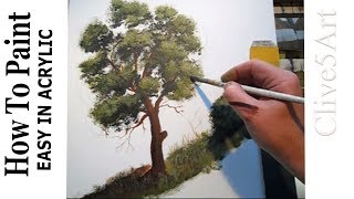 HOW TO PAINT A TREE Acrylic Painting LessonsFor Beginners Learn to paint  acrylic painting [upl. by Marchelle218]