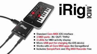 iRig MIDI Core MIDI interface for iPhone  iPod touch  iPad and SampleTank for iOS [upl. by Paddie]