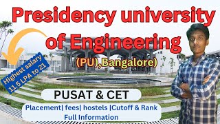 Presidency university BangalorePU Course Fees  Placements  Cut Off Campus life [upl. by Notserp]