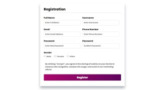 How to Create a Registration Form in HTML amp CSS  Responsive Registration Form in HTML amp CSS [upl. by Lenaj]