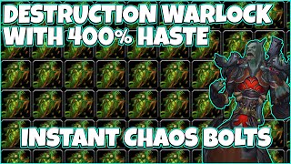 400 Haste Destruction Warlock  Instant Chaos Bolts in Torghast Jailers Gauntlet 92 Patch [upl. by Mieka935]