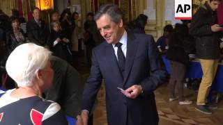 Republican Fillon casts ballot in election [upl. by Norod]