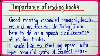 Speech on importance of reading books in english  Benefits of reading speech [upl. by Gunnar698]