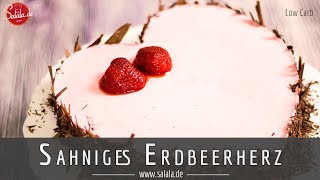 Sahniges Erdbeerherz backen zum Valentinstag Low Carb Rezept ohne Zucker ohne Mehl [upl. by Aric289]