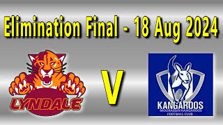 SFNL Seniors  Lyndale Pumas V Moorabbin Kangaroos  Elim Final on 18 Aug 2024 at Jack Barker Oval [upl. by Ginny202]