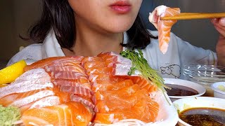 ASMR 연어회 먹방 SALMON MUKBANG [upl. by Kolnick487]