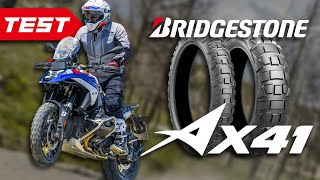 ADVENTURE BIKE TYRES  Bridgestone AX41 Review [upl. by Hsatan]