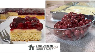 Diesen einfachen Kuchen musst du probieren  Kirschkuchen mit Pudding ohne kochen [upl. by Mehcanem]