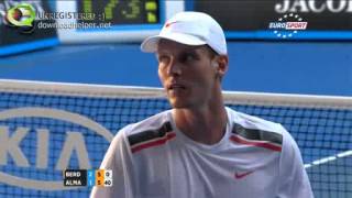 Nicolas Almagro hits Tomas Berdych  Australian Open 2012 [upl. by Ayotl901]