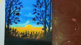 Acrylic paint 🎨 scenery made by beginners ACRYLIC PAINT PAINTING WORK Visit my channelMN Arts [upl. by Auhesoj]