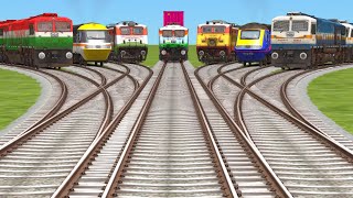 7 Trains Crossing 🔙To🔙 On Bumpy Branched🔹️ Railroad Tracks  Trains Crossing  railways railroad vid [upl. by Dnalevets]