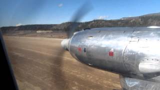 Air North HS748  Engine Startup amp Departure Rwy 03 from Old Crow Airport YOC Yukon Canada [upl. by Gerda195]