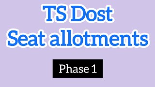 TS Dost seat allotment resultsHow to check dost resultdost degree seatallotment [upl. by Rorry]