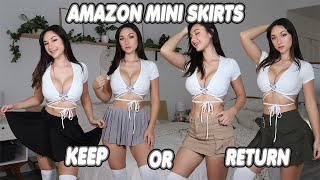 TRY ON HAUL  Mini Skirts from Amazon [upl. by Ynohtnakram]