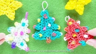 Tuto Sapins de Noël Rainbow Loom  Décoration en élastiques [upl. by Llenyaj]