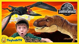 Jurassic World Fallen Kingdom Toys Indoraptor vs TRex Dinosaur PteranoDrone amp Gyrosphere Blast [upl. by Ringe]