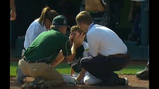 LLWS 2012  Ryan Meury gets a bad hit on his mouth [upl. by Sedecrem]