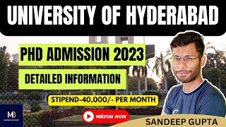 University of Hyderabad PhD Admissions 202324  Detailed Information  UOH  Apply Now [upl. by Rickard]