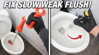 How To FIX A SLOW amp Weak Flushing Toilet 4 Different Ways Guaranteed DIY For Beginners [upl. by Schargel]