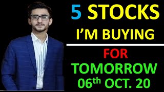 Daily Intraday Calls For Tomorrow  5 Jackpot Intraday Trading Tips  06th October 20 earnwithme [upl. by Eldora]