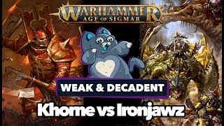 Khorne vs Ironjawz  Age of Sigmar Battle Report [upl. by Nuarb]