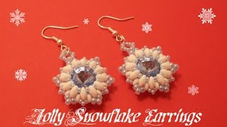 Jolly Snowflake Earrings Beading Tutorial by HoneyBeads1 Christmas jewerly [upl. by Eivlys]