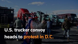 US trucker convoy heads to protest in DC [upl. by Faust]