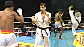 O primeiro confronto entre o Muay Thai e o Karatê foi absolutamente INSANO Andy Hug vs Changpuek [upl. by Rabbaj256]