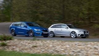 Audi RS4 Avant vs Vauxhall VXR8 Tourer Holden HSV Clubsport  performance estate car showdown [upl. by Sebbie]