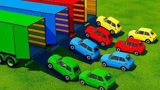 TRANSPORTING PIXAR CARS amp FRUITS WITH COLORED amp JOHN DEERE vs CLAAS vs TRACTORS  BeamNGdrive 983 [upl. by Ynaffik382]