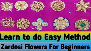 Hand Embroidery Zardosi Flower Work Learn 10 ZardoziDabkaFrenchwire Flowers Zardosi Work Tutorial [upl. by Stoller932]